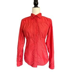 The‎ North Face Outdoor Trail Red Hiking Shirt Roll-Up Sleeve Women's Size Small